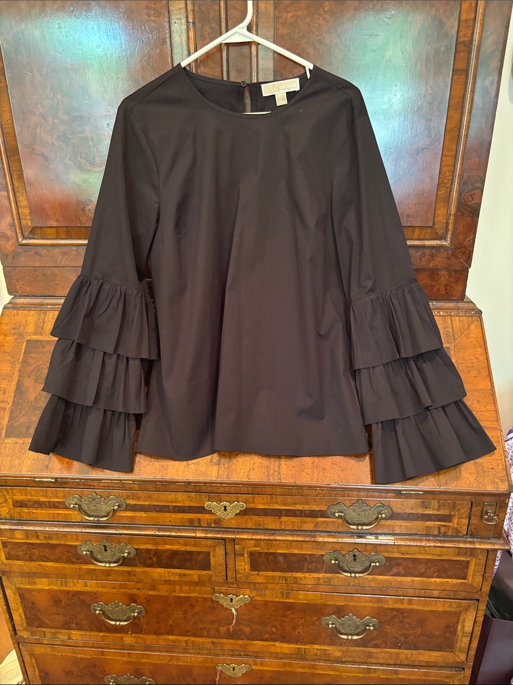 Michael Michael Kors Black Tiered Ruffle-Sleeve Blouse